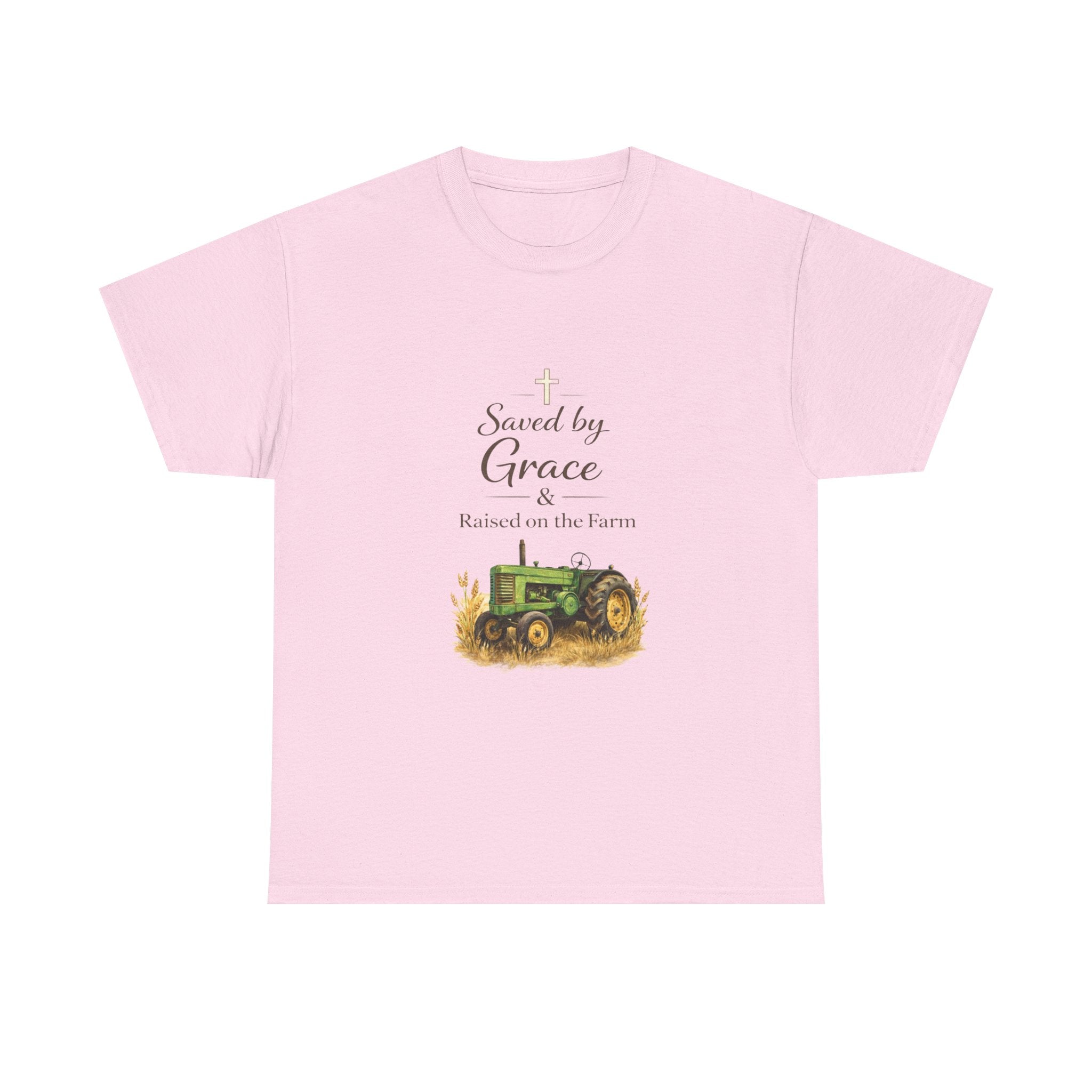 Saved by Grace Raised on the Farm Tee
