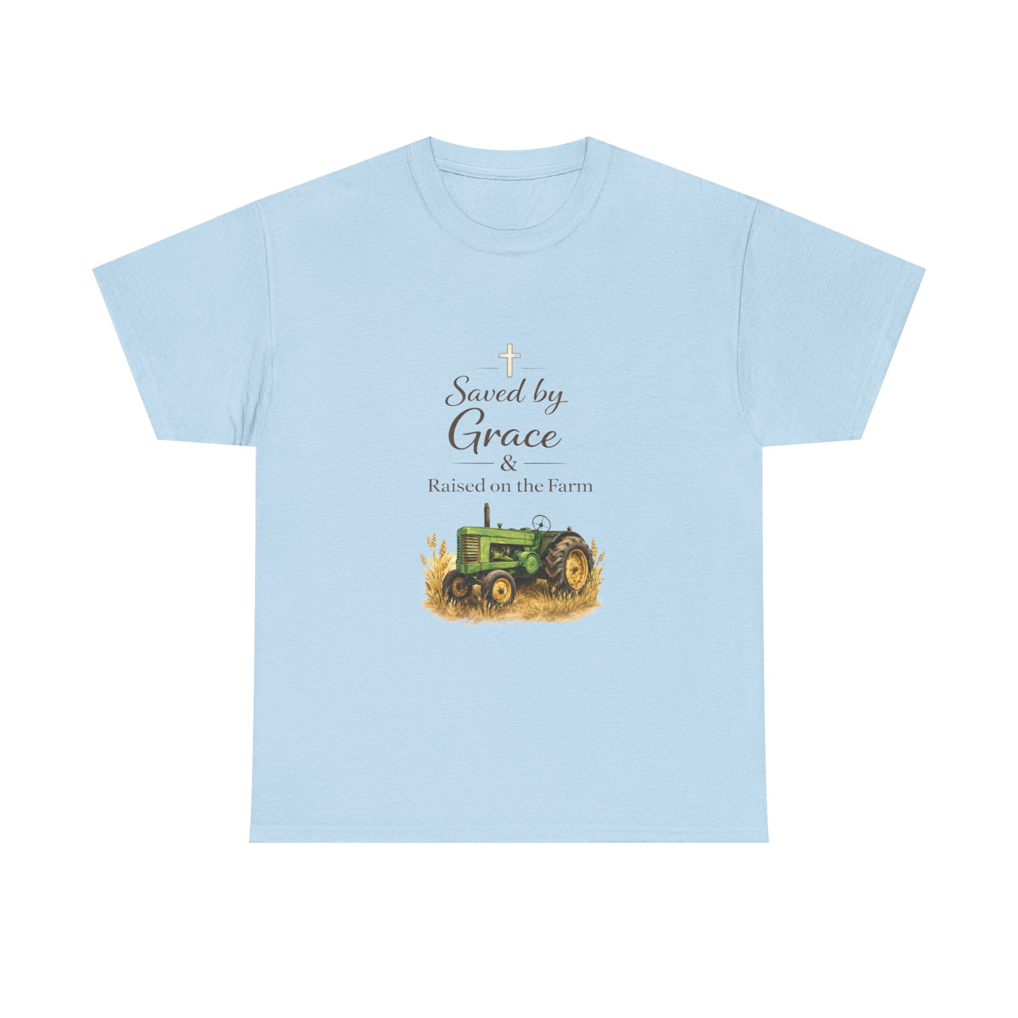 Saved by Grace Raised on the Farm Tee