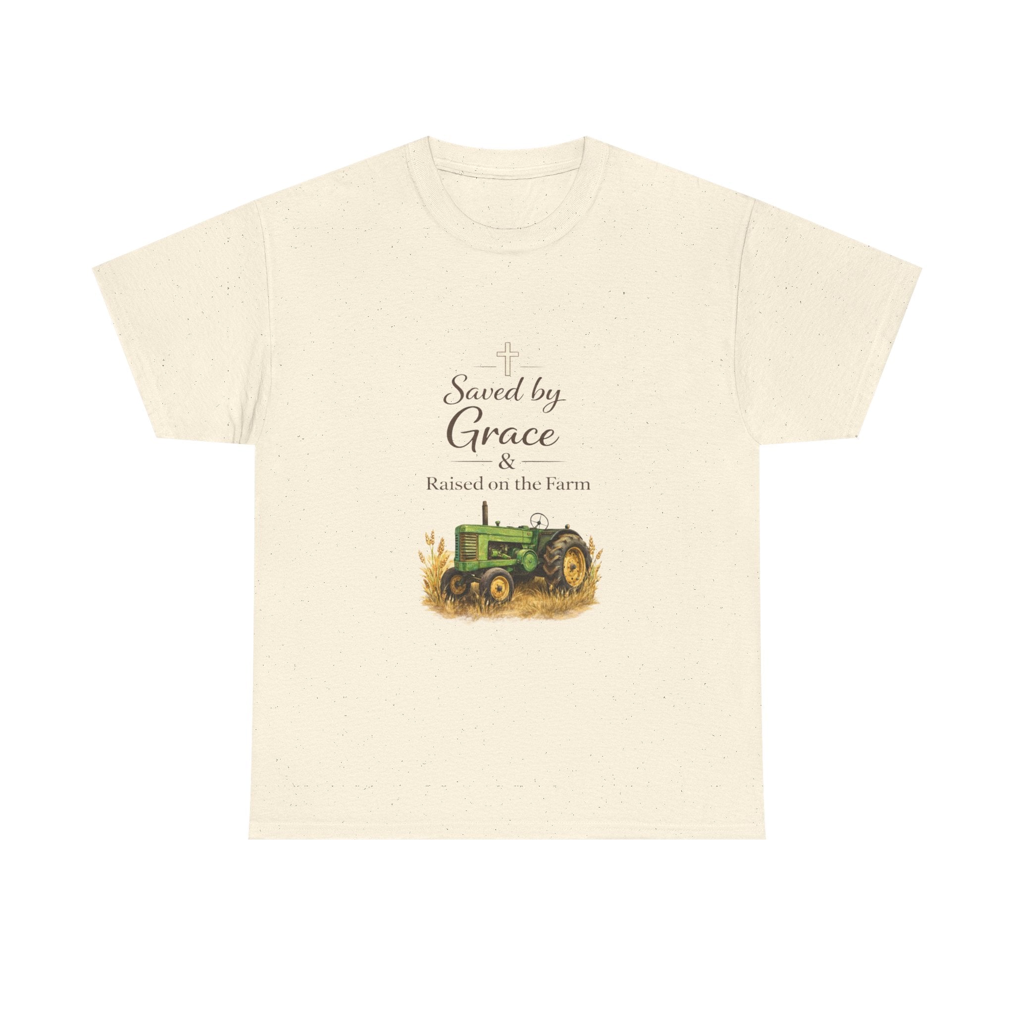 Saved by Grace Raised on the Farm Tee