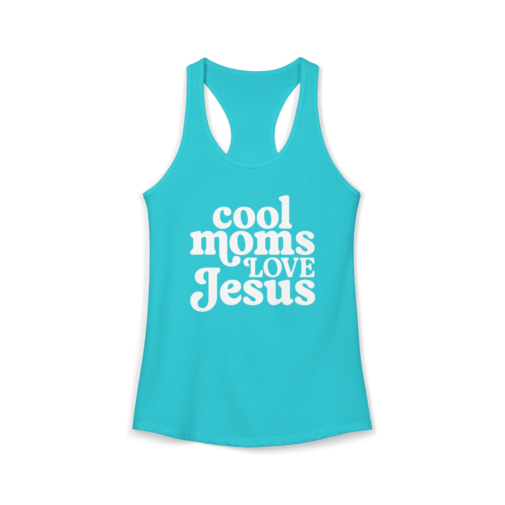 Cool Moms Love Jesus Racerback Tee